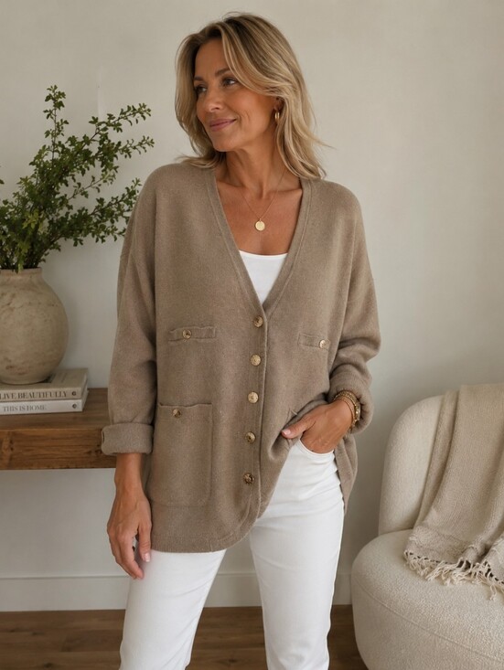 J. Crew Sweaters - J. Crew Patch-Pocket Cardigan Sweater - Beige .New no Tag.Pit To Pit 23